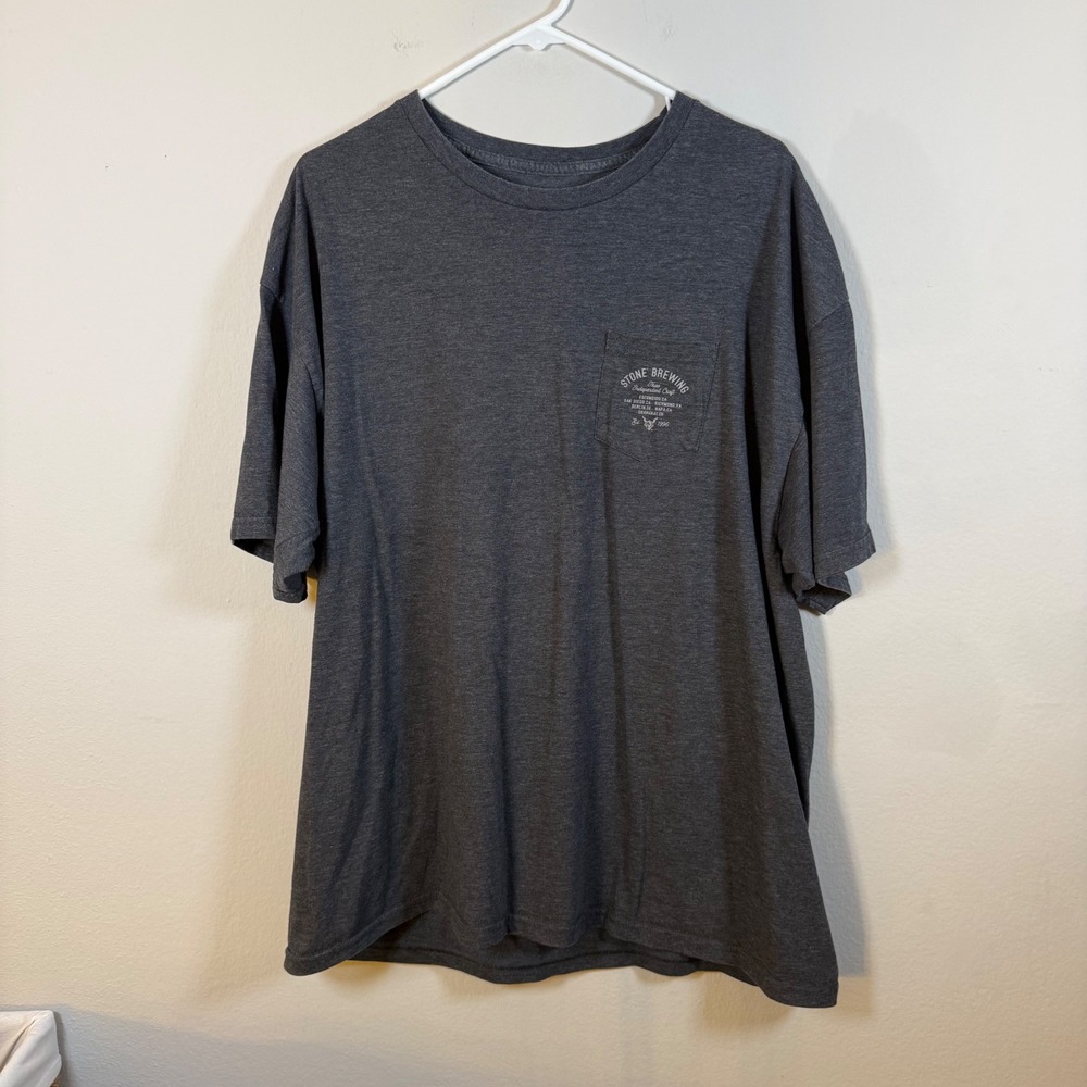 Stone Brewing Mens XX Large Gray Pocket‎ T Shirt True Independent Craft Beer Tee